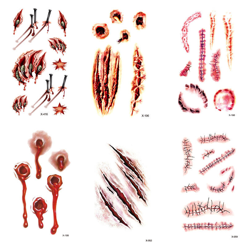 🩸 Horror Wound Tattoos Set 🕸️