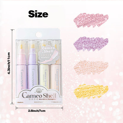 🌈 Pastel Cameo Shell Highlighter Set