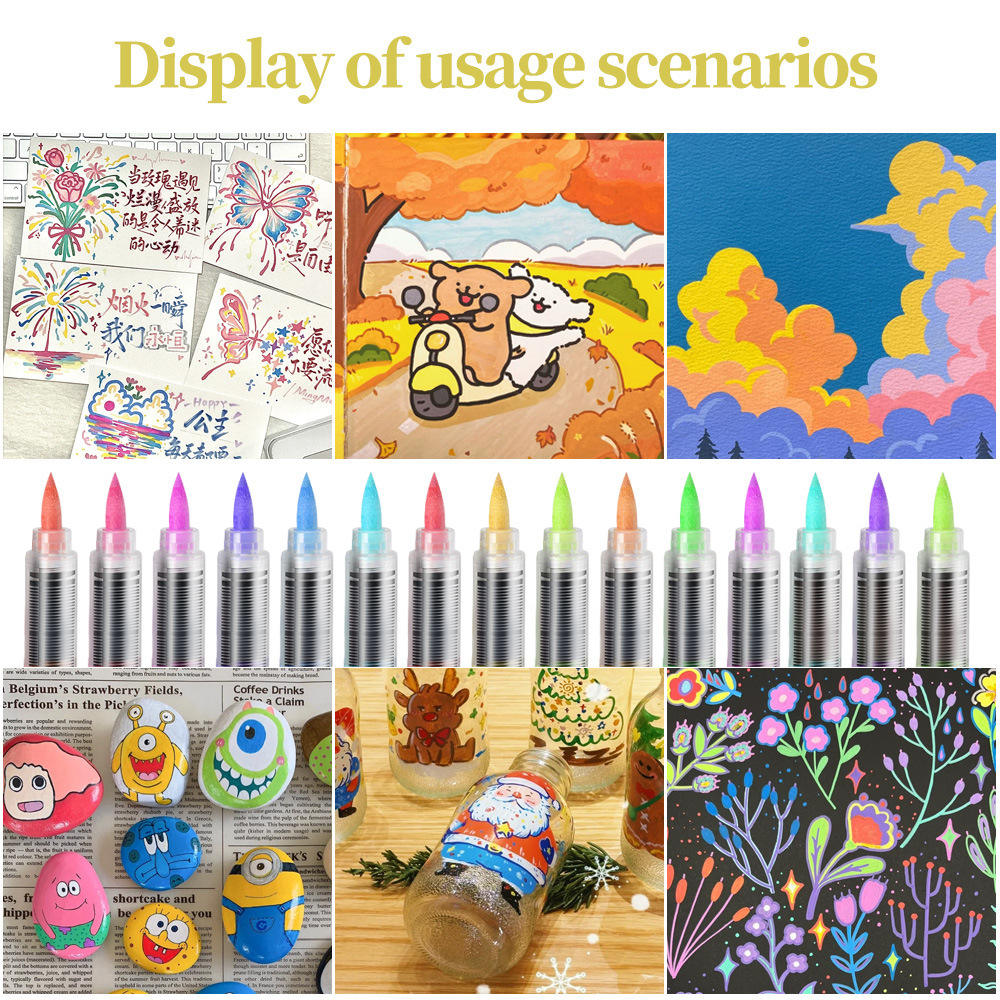 🎨 Acrylic Brush Markers – 12 Color Set 🖌️✨