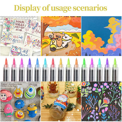 🎨 Acrylic Brush Markers – 12 Color Set 🖌️✨