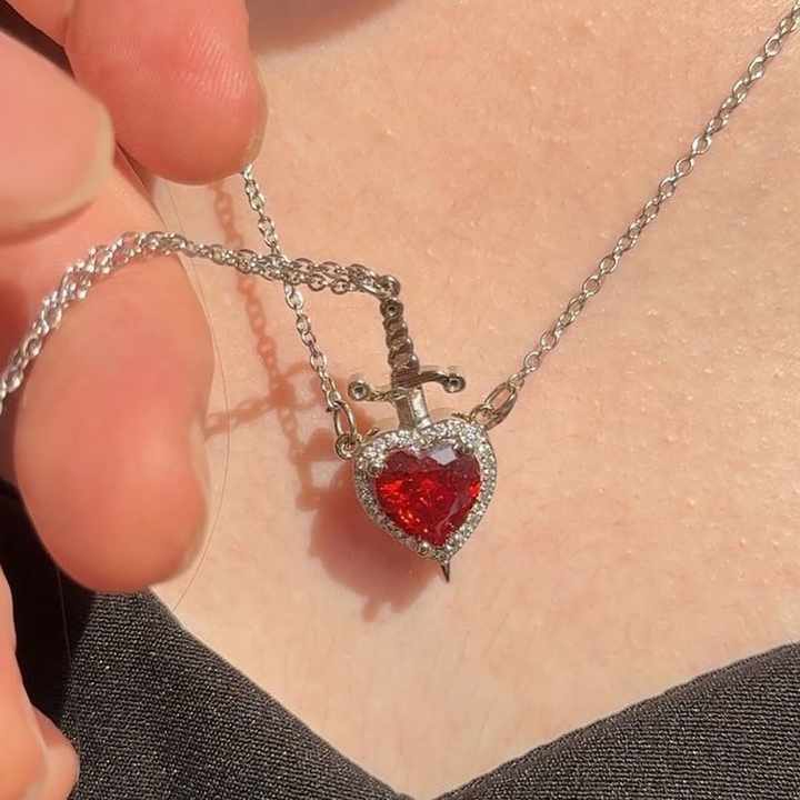 2 in 1 Heart & Sword Necklace