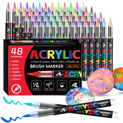 🎨 Acrylic Brush Markers – 12 Color Set 🖌️✨
