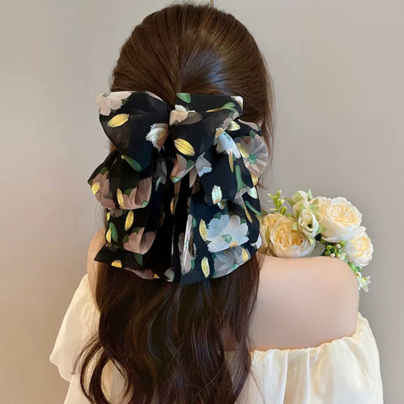 Elegant Layered Fabric Bow Claw Clip