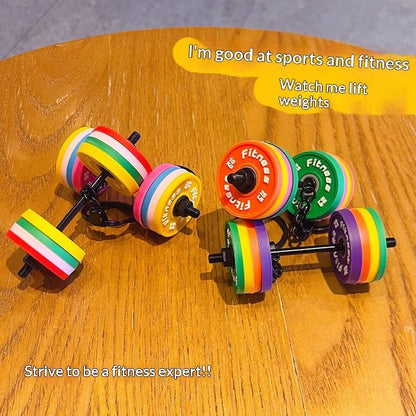 Gym-Themed Multicolor Weight Keychain 🏋️✨