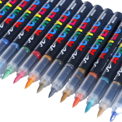 🎨 Acrylic Brush Markers – 12 Color Set 🖌️✨