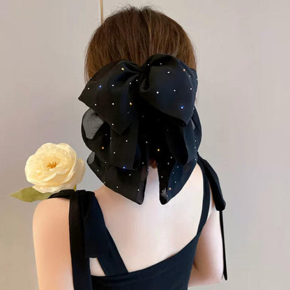 Elegant Layered Fabric Bow Claw Clip