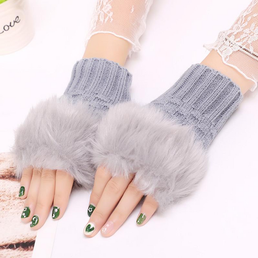 Women Faux Rabbit Fur Glove
