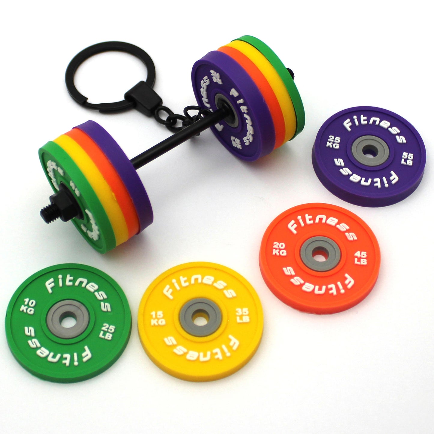Gym-Themed Multicolor Weight Keychain 🏋️✨