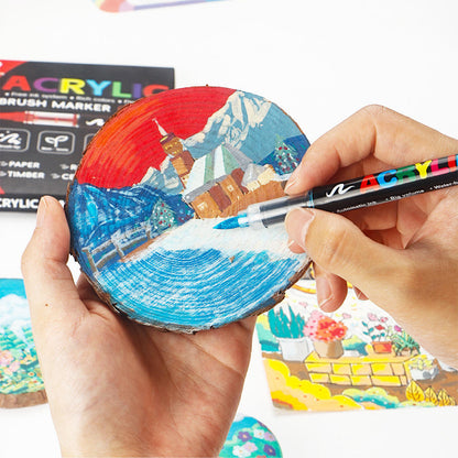 🎨 Acrylic Brush Markers – 12 Color Set 🖌️✨