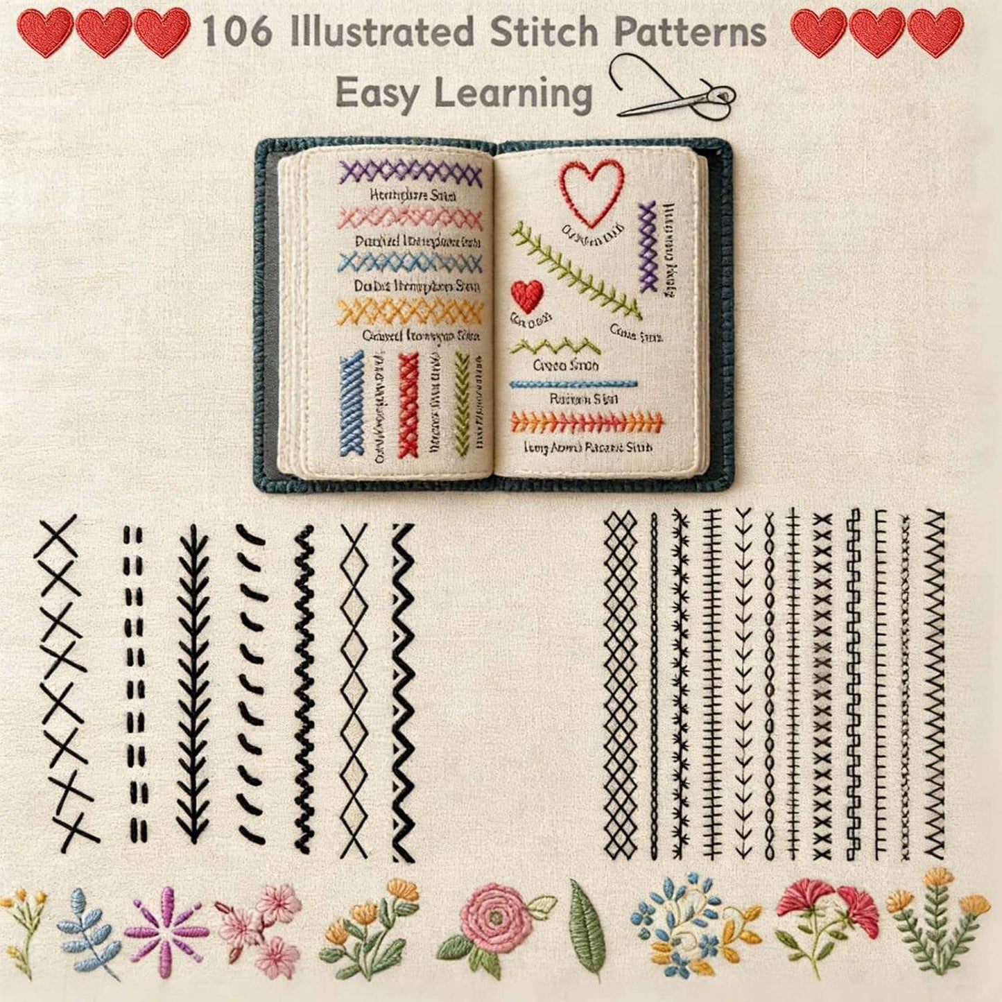 📖✨ Handmade Embroidery Stitch Book ✨📖