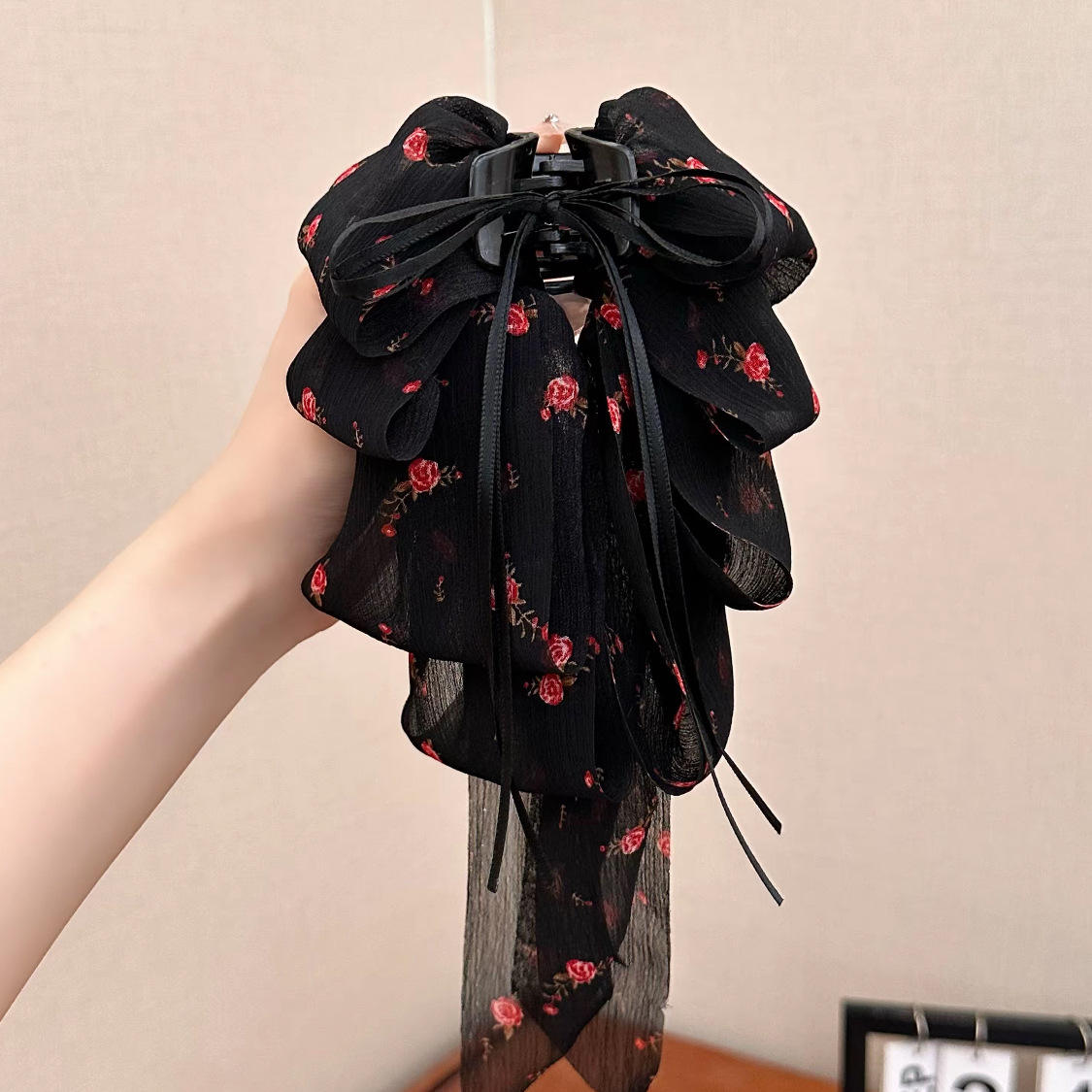 Elegant Layered Fabric Bow Claw Clip