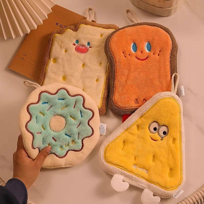 🧽 Cute Cartoon Cleaning Towel – Soft, Absorbent🍞🍩