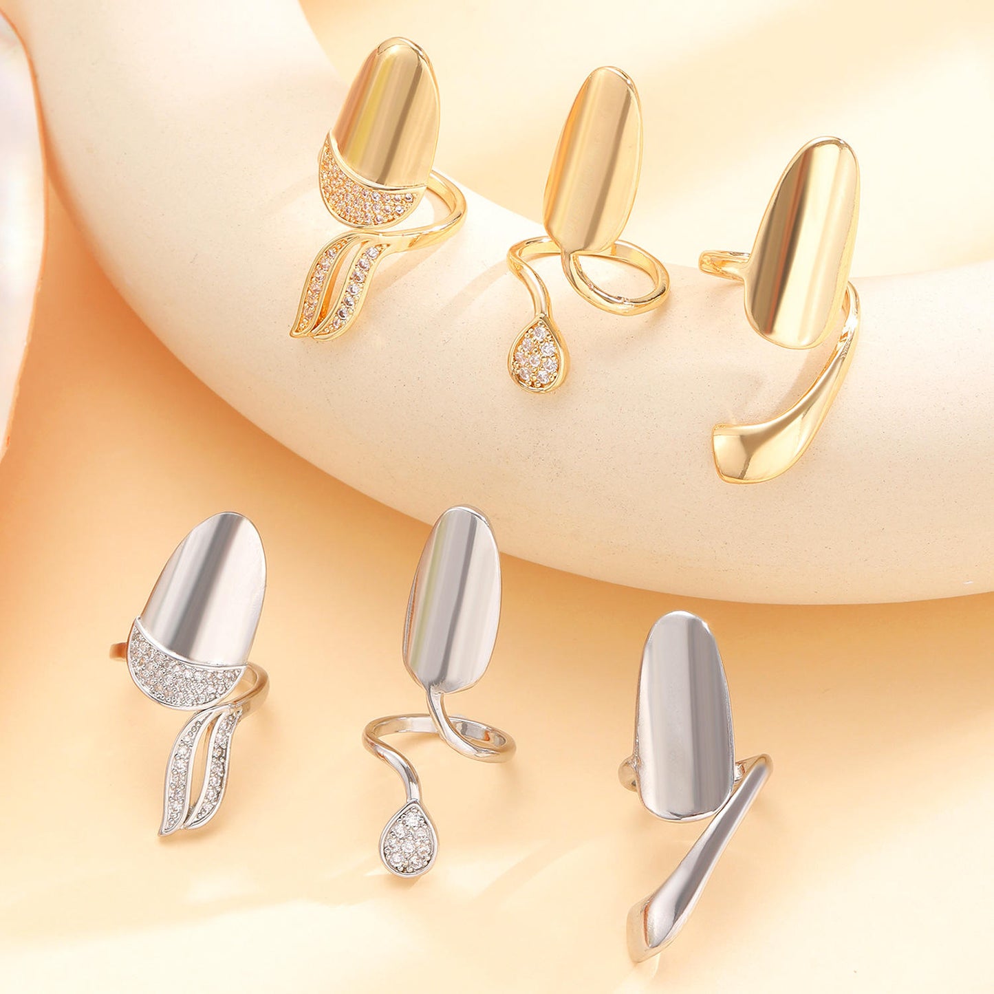 ✨ Elegant Abstract Open Ring Set ✨