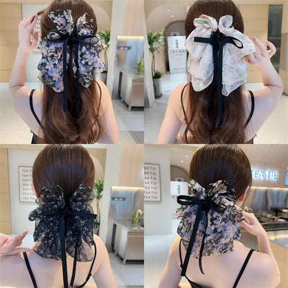 Elegant Layered Fabric Bow Claw Clip