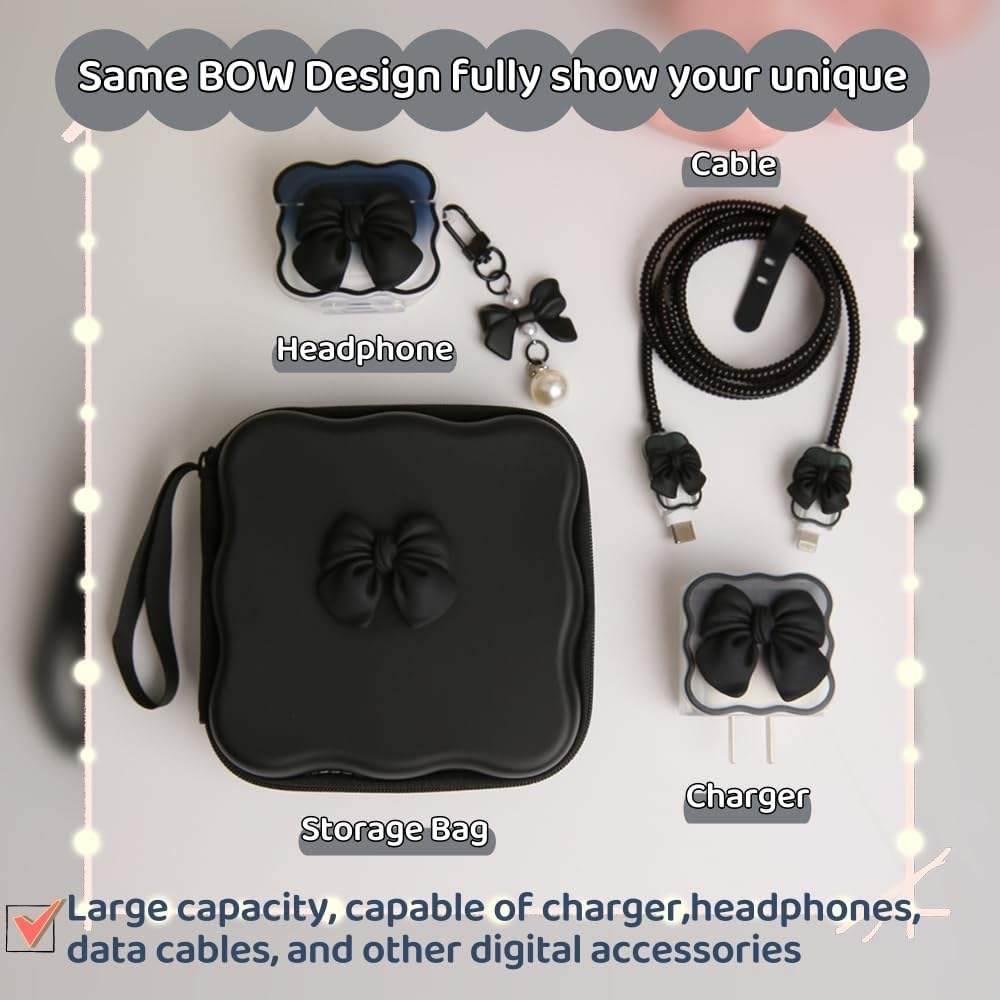 🎀 Bow Charger &amp; Accessories Pouch