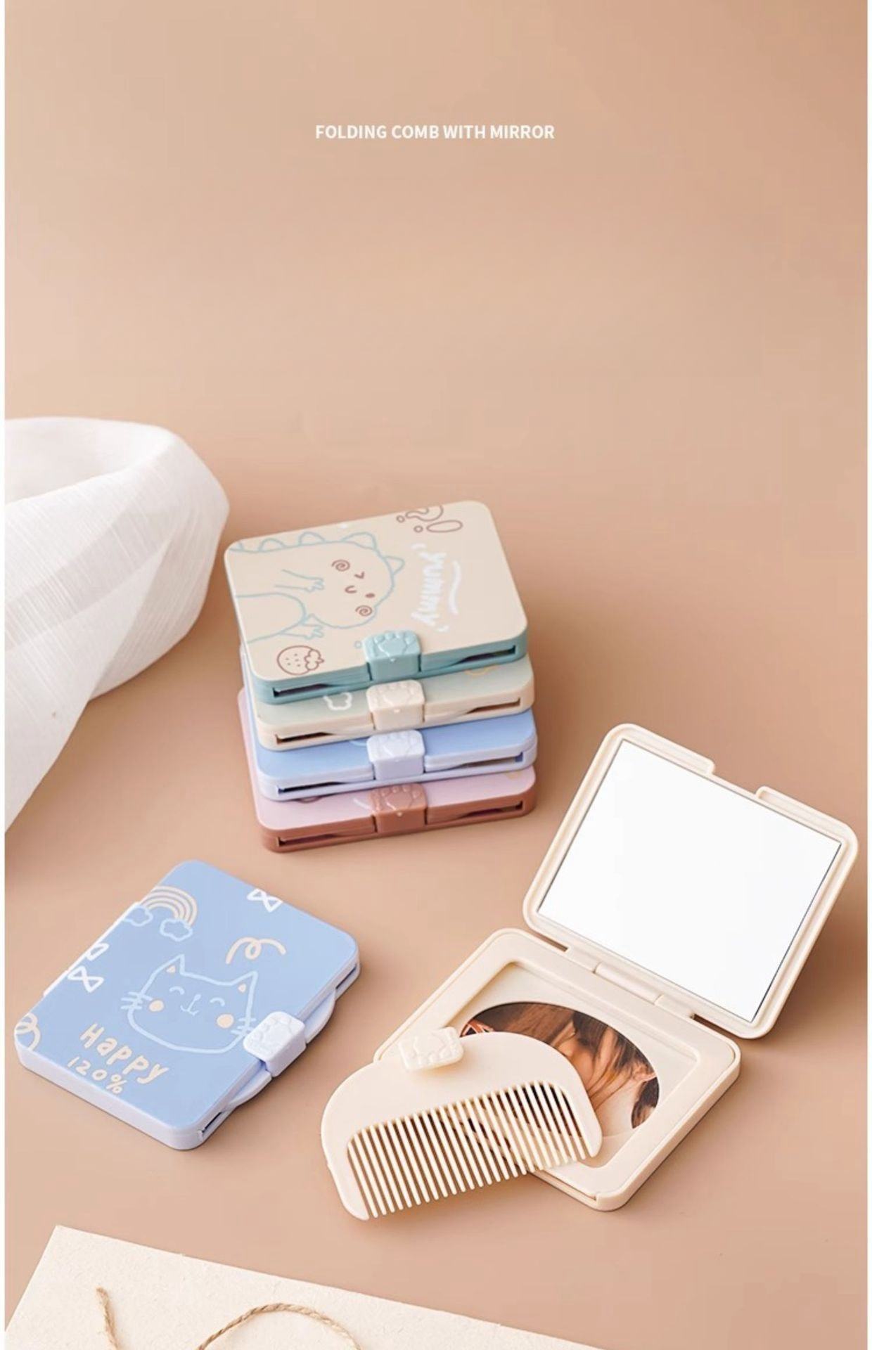 🧸✨ Kawaii Comb + Mirror Set ✨🪞