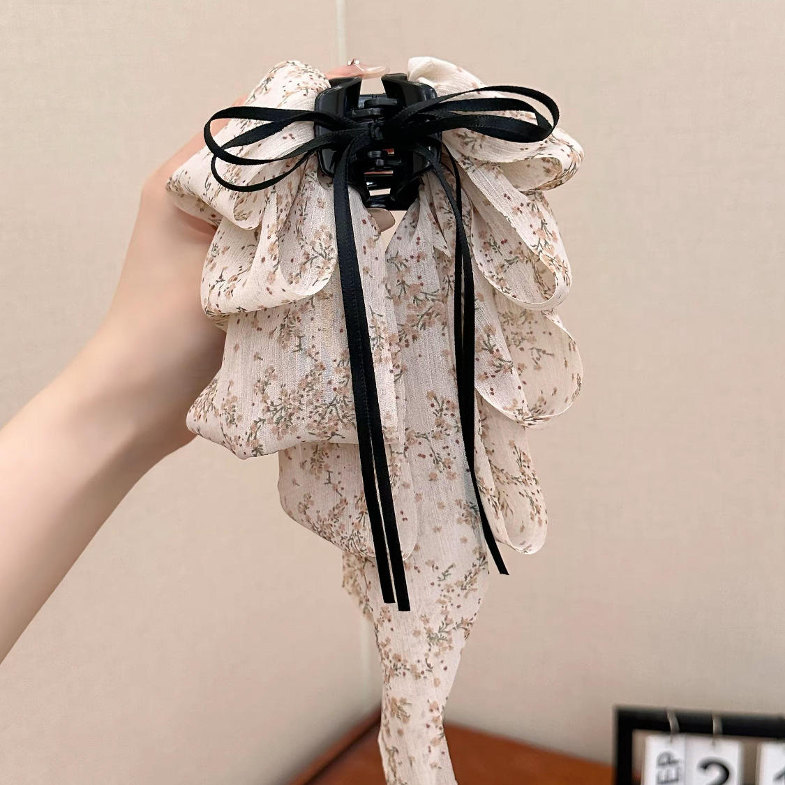 Elegant Layered Fabric Bow Claw Clip