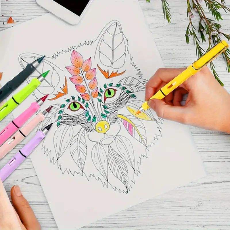 Refillable Lead Eternal Rainbow Crayon Pens for Kids & Artists