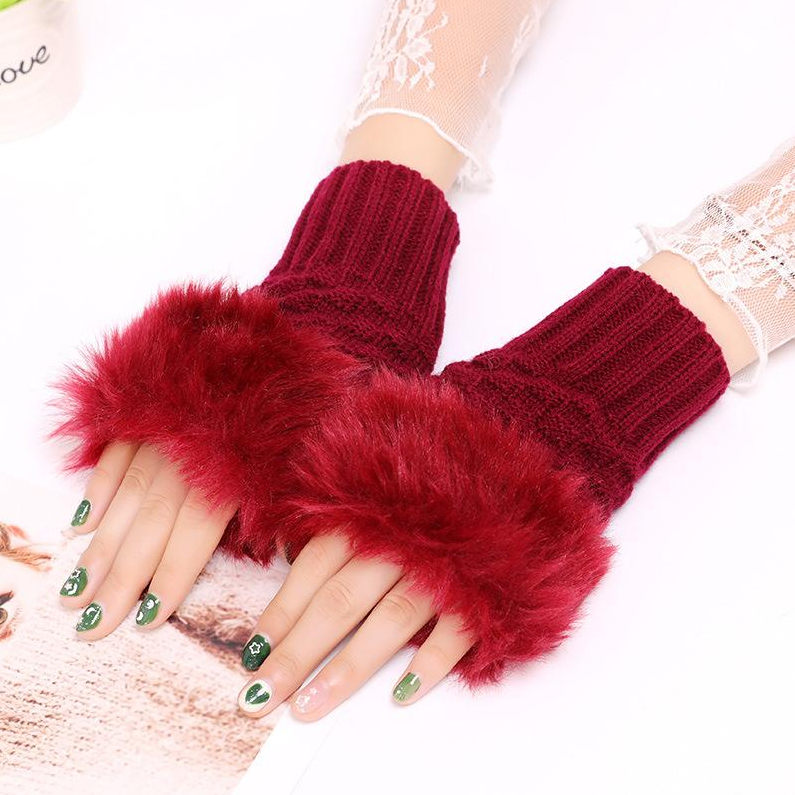 Women Faux Rabbit Fur Glove