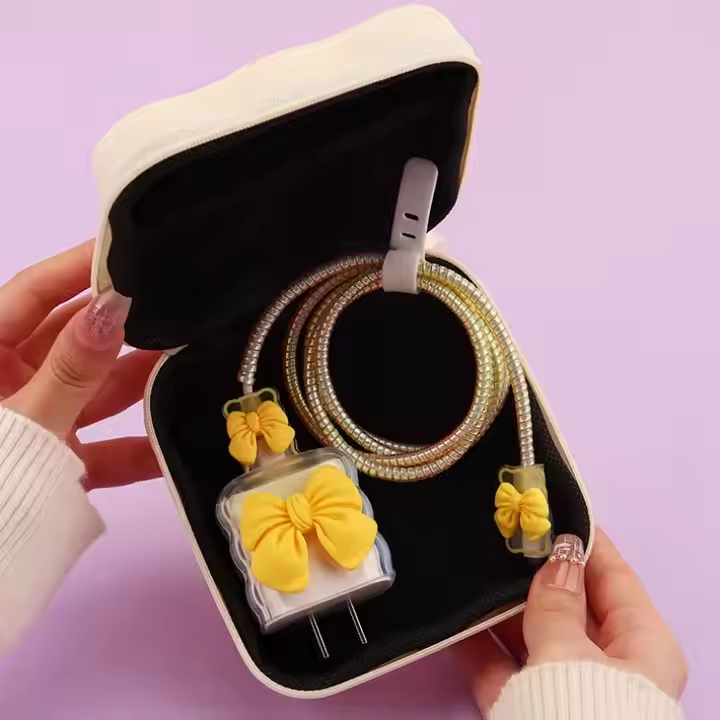 🎀 Bow Charger &amp; Accessories Pouch