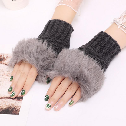 Women Faux Rabbit Fur Glove