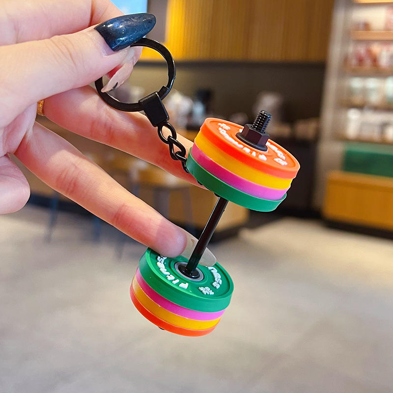 Gym-Themed Multicolor Weight Keychain 🏋️✨