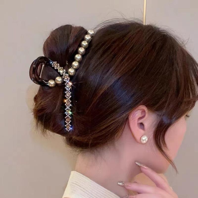 ✨ Elegant Pearl &amp; Crystal Hair Claw Clip ✨