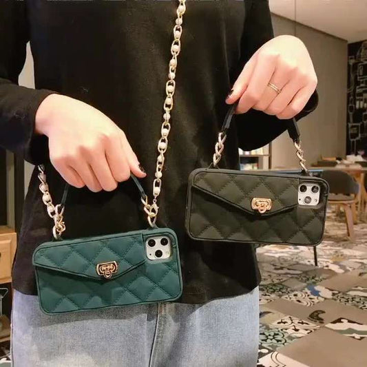 Girly Crossbody Purse Mobile Phone Cover Luxury Designer Silicon Wallet Phone case Strap for iPhone 11 12 13 14 15 16 Pro Max