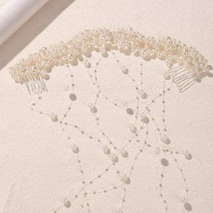 Bridal Pearl & Crystal Cascading Hairpiece