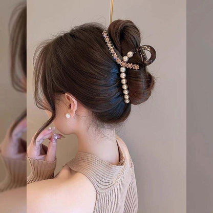 ✨ Elegant Pearl &amp; Crystal Hair Claw Clip ✨