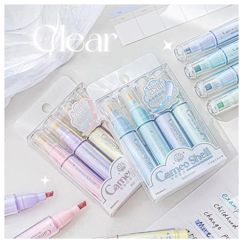 🌈 Pastel Cameo Shell Highlighter Set