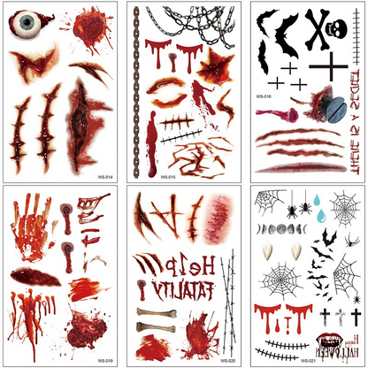🩸 Horror Wound Tattoos Set 🕸️