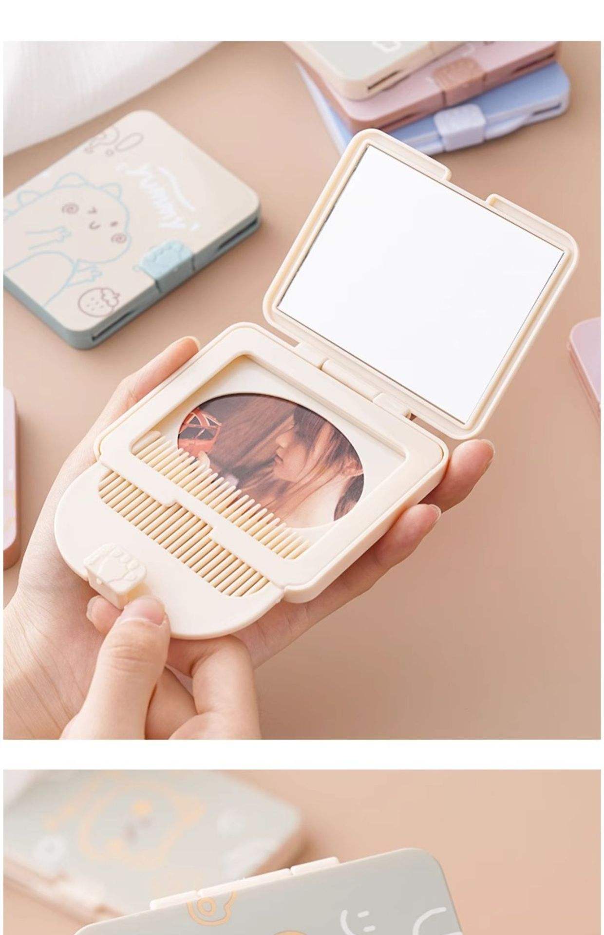 🧸✨ Kawaii Comb + Mirror Set ✨🪞