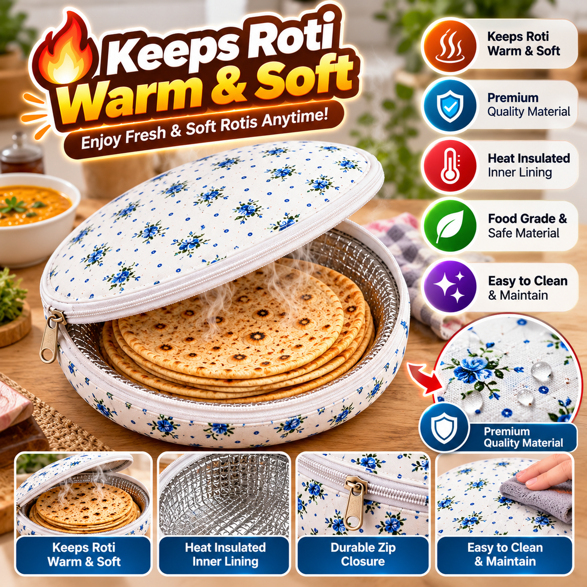 Insulated Roti & Chapati Warmer