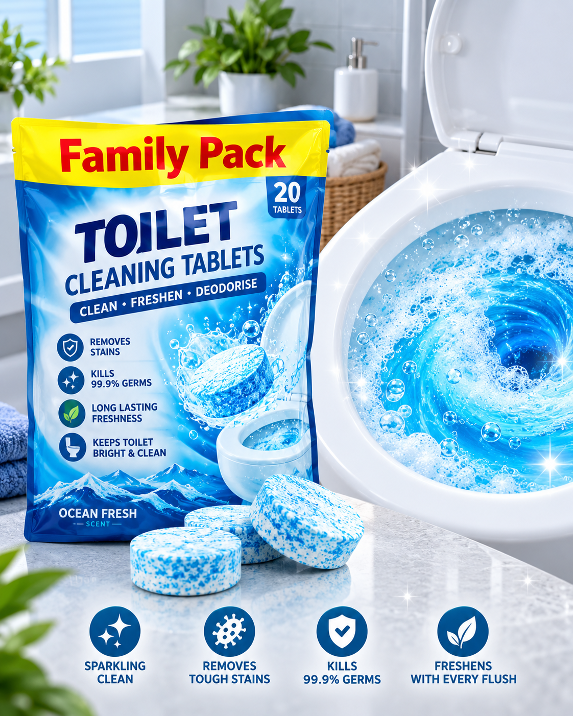 🚽 Family Pack Toilet Cleaning Tablets 💙