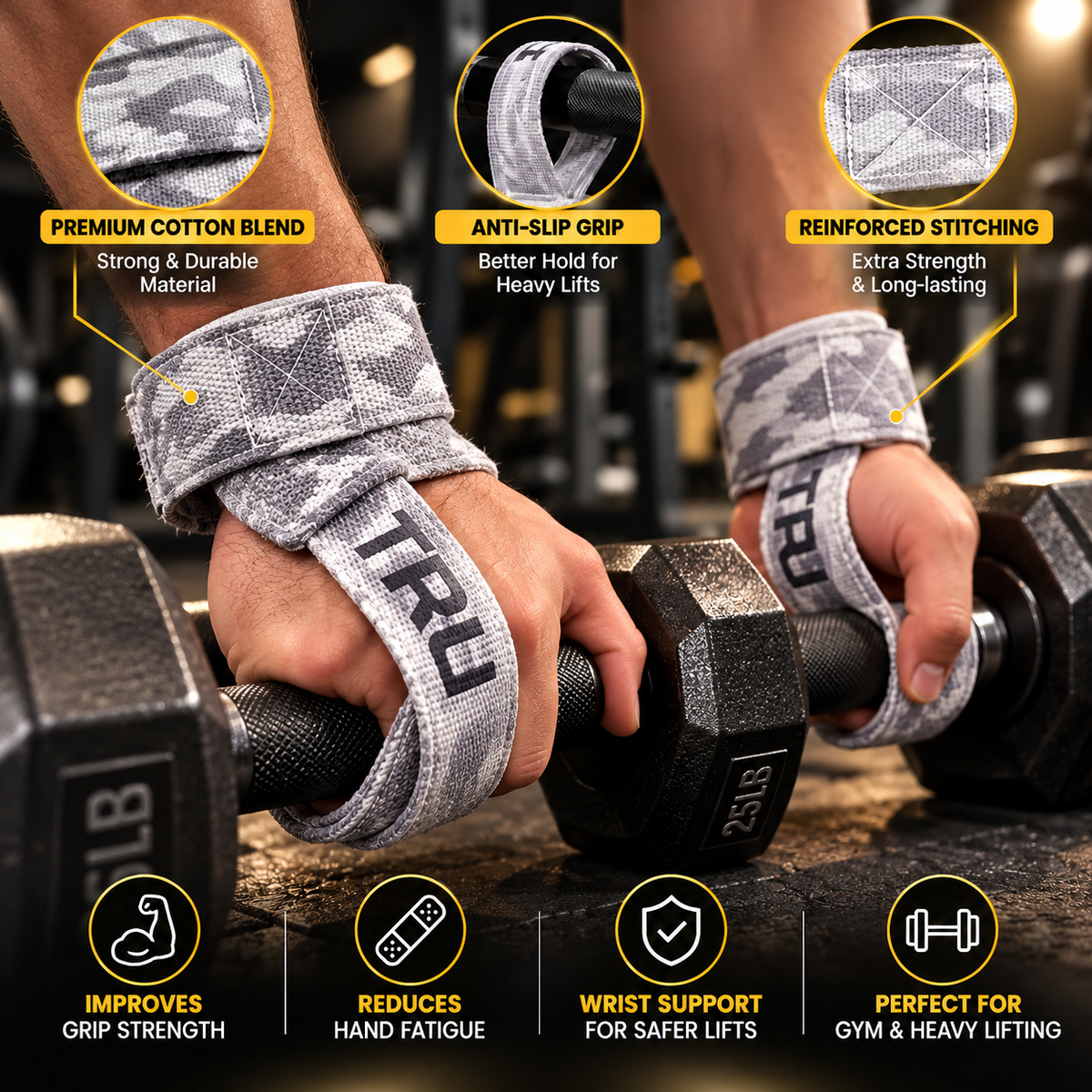 Premium Gym Lifting Straps – Anti-Slip Grip & Wrist Support for Heavy Weightlifting