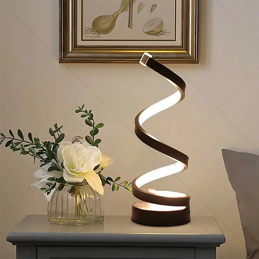 LED Desk Lamp Modern Spiral Line Syle Dimmable Bedside Lamp Creative LED Table Night Light For Bedroom Living Room Home Decorate