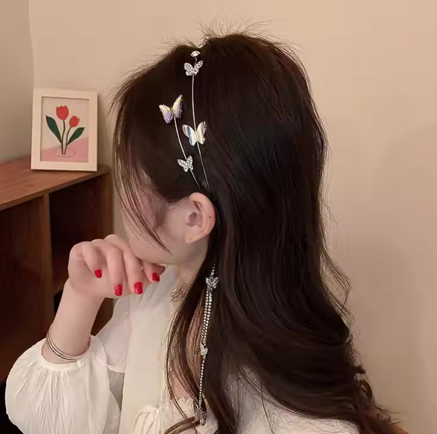 Rhinestone Butterfly Double Hairband