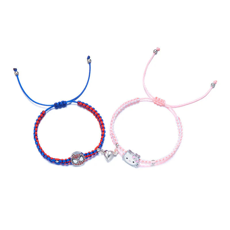 2 in 1 Hellokitty and Spiderman Magnetic Couples Bracelets Matching Friendship Bracelets