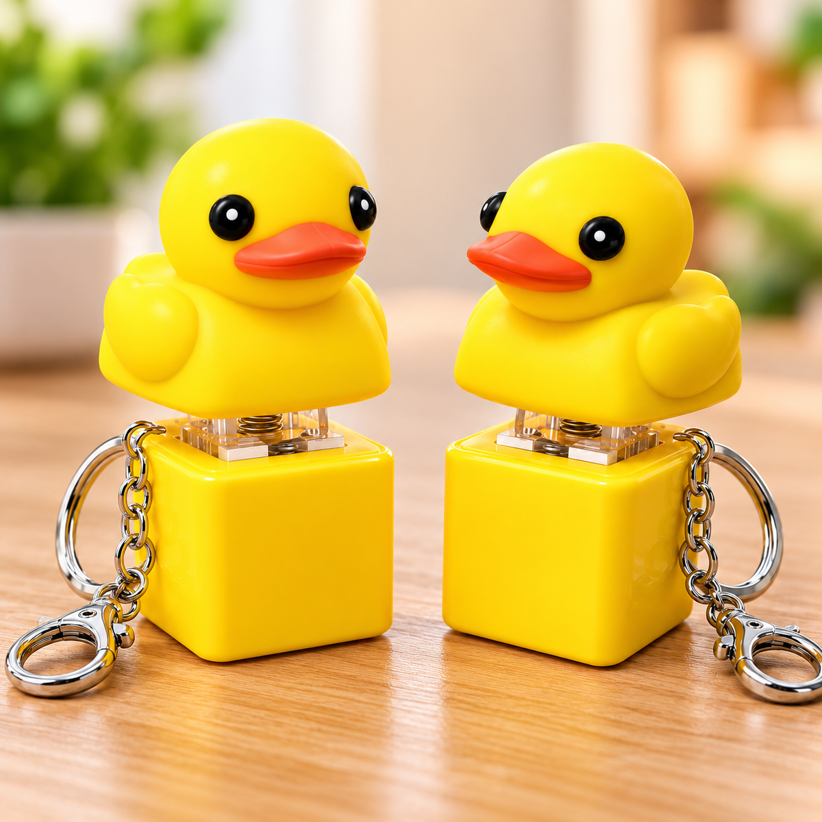 Cute Yellow Duck Sound Keychain – Adorable Press-to-Sound Mini Toy 🐤🔊