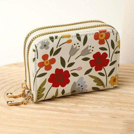 Flower Pattern Multi-Pocket Wallet