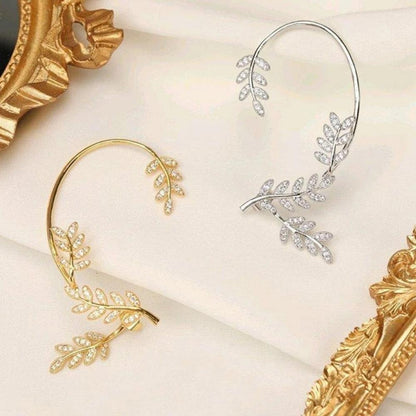 Crystal Leaf Ear Clips