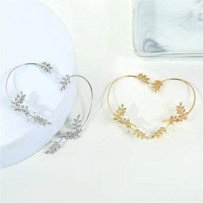 Crystal Leaf Ear Clips