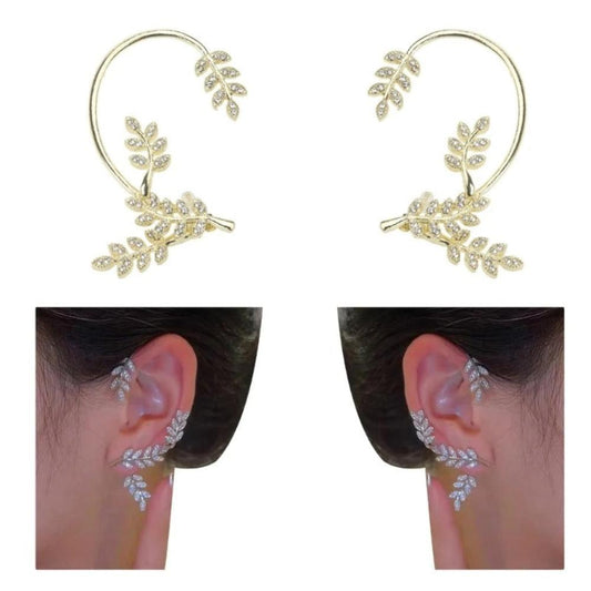 Crystal Leaf Ear Clips
