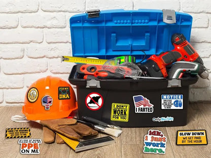 🔥150Pcs Blue Collar Funny Stickers 👷‍♂️