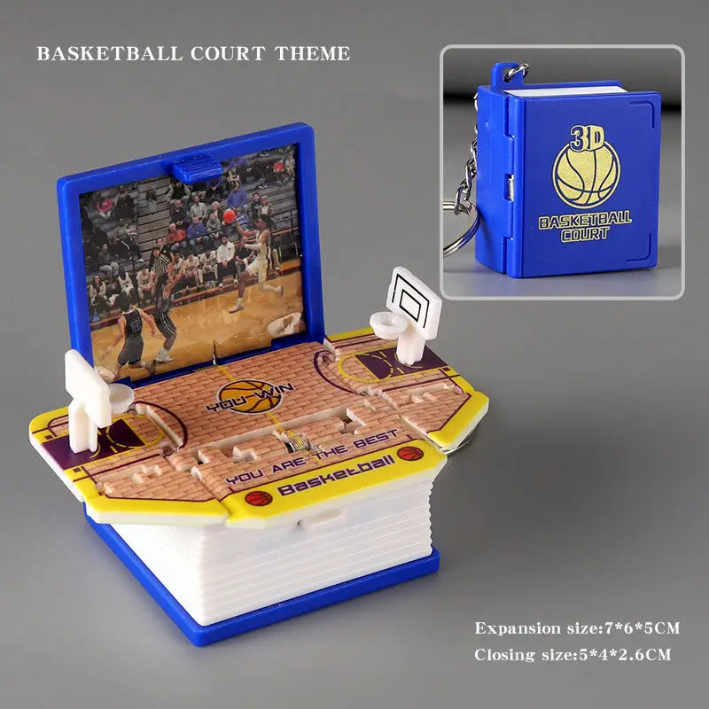 3D Mini Basketball Fold Book Keychain