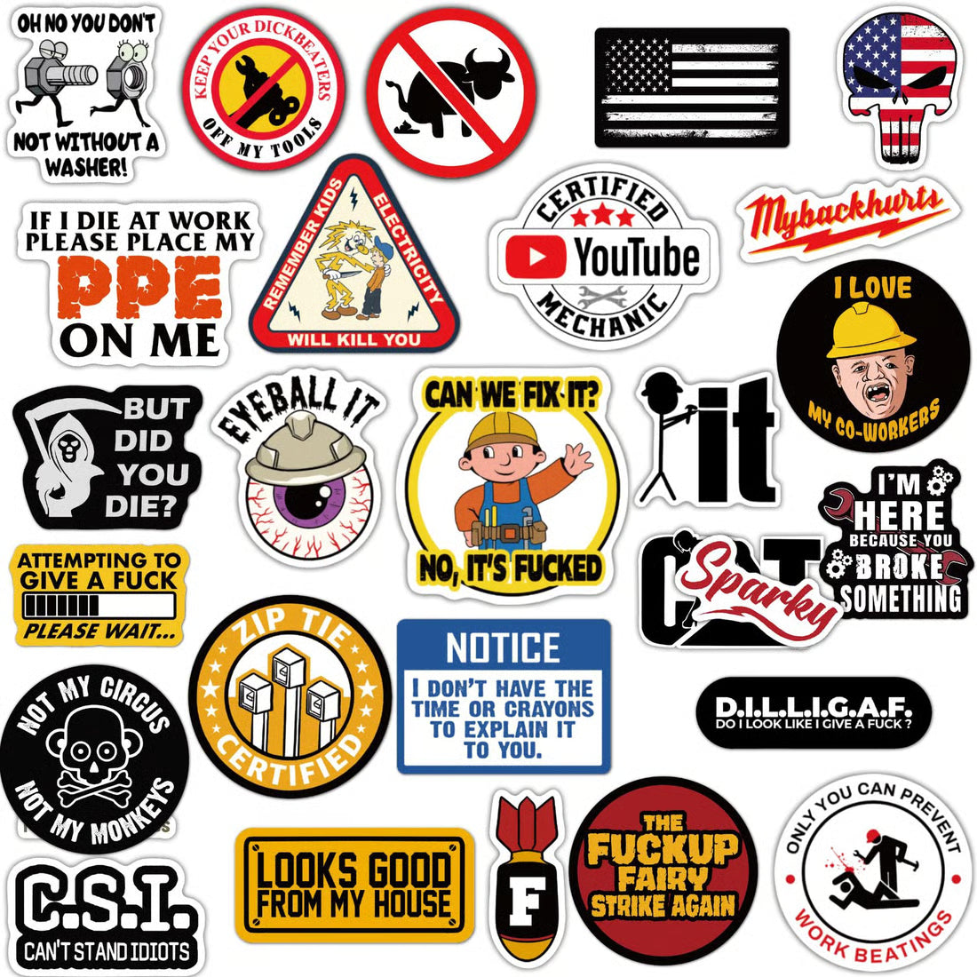 🔥150Pcs Blue Collar Funny Stickers 👷‍♂️