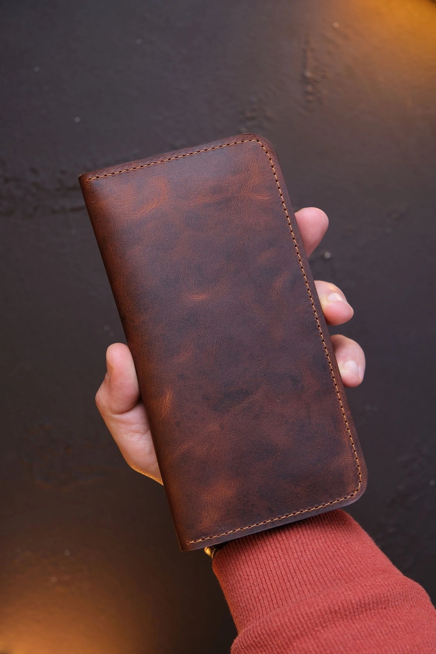 Leather Wallet with Phone Pocket