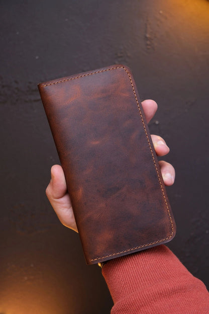 Leather Wallet with Phone Pocket