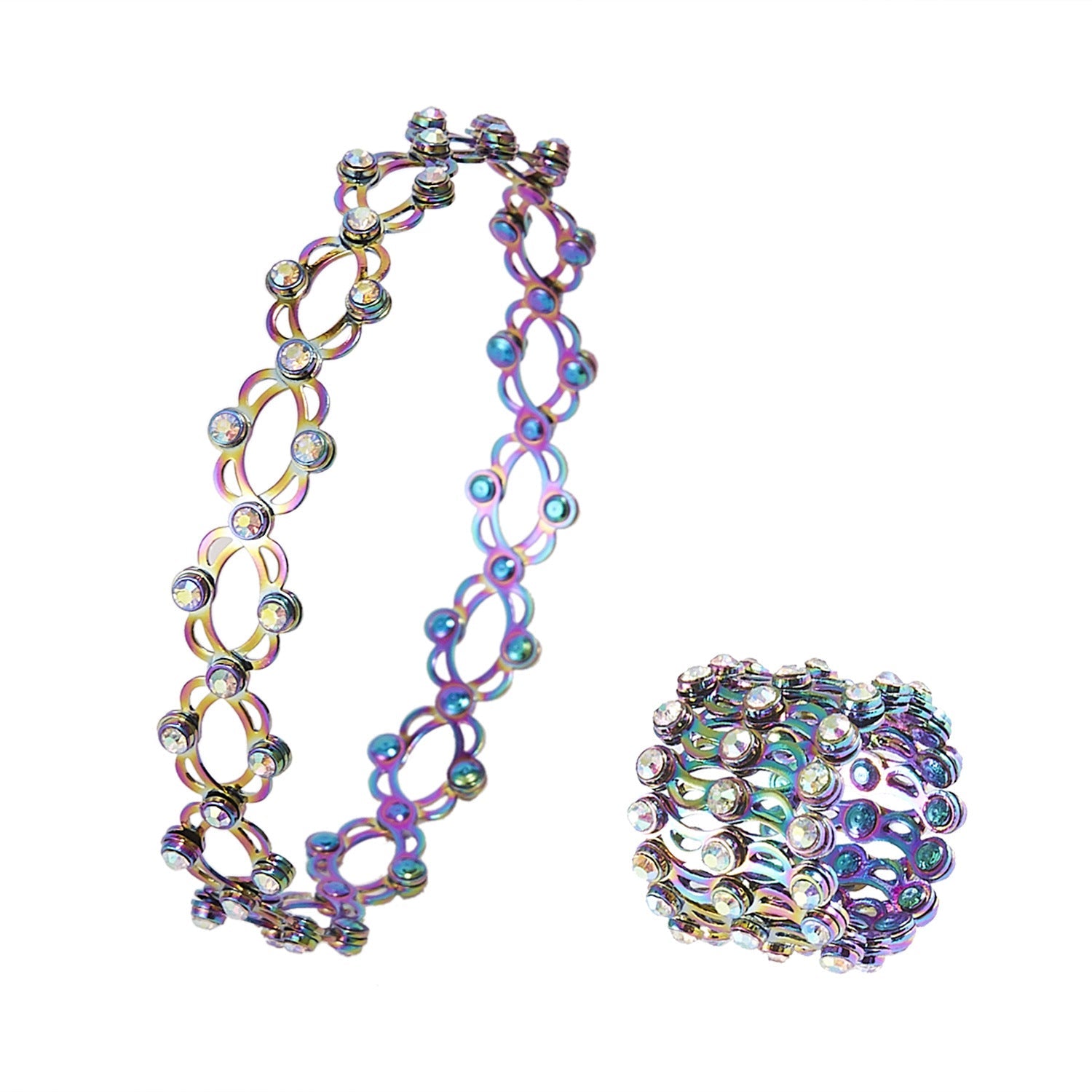 2 In 1 New Creative Magic Stretchable Ring Bracelet For Women